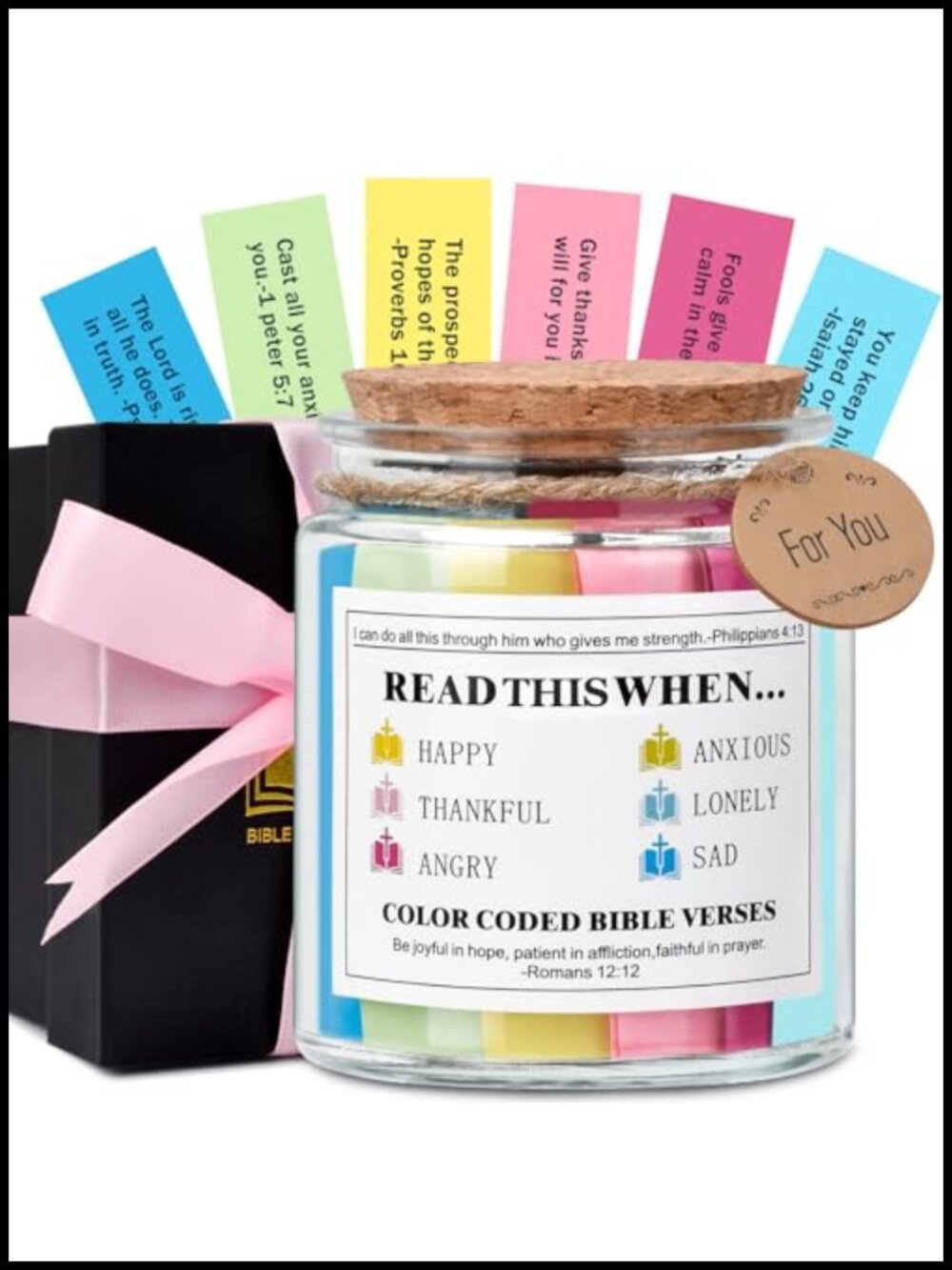 Bible Verse Jar 96 Prayer Cards Glass Inspirational Christian Gift